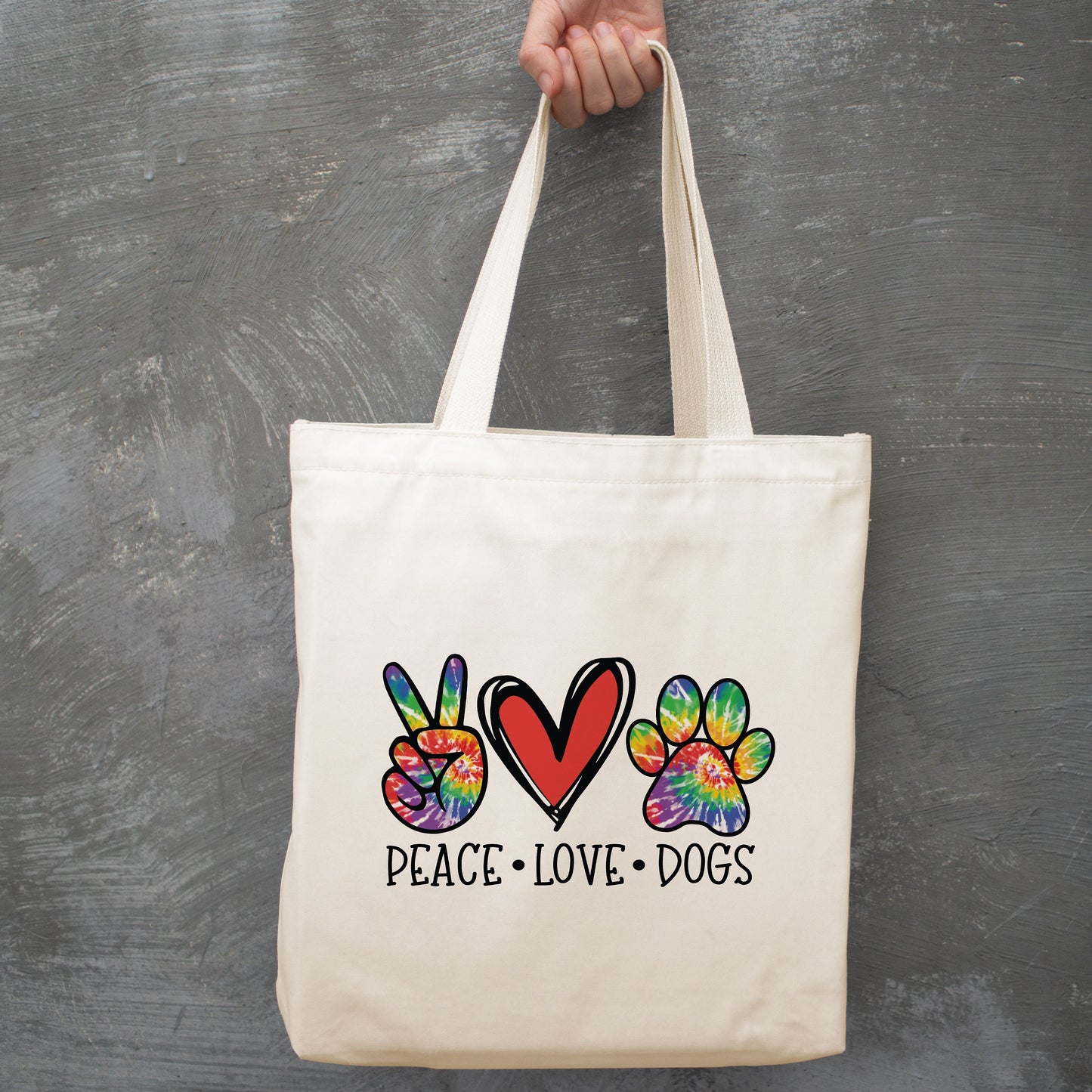 Peace Love Dogs Tote Bag