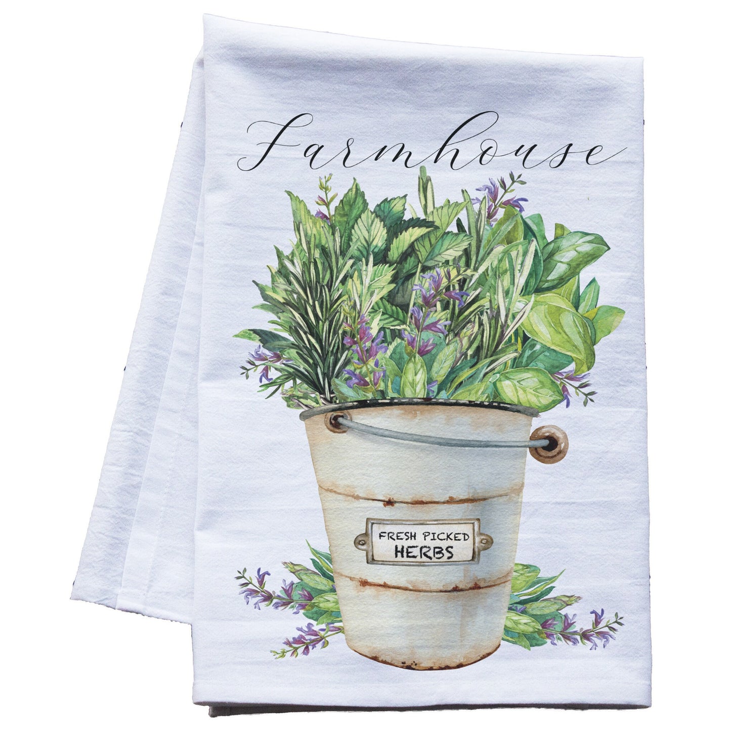 Farmhouse Picked Herbs Tea Towel