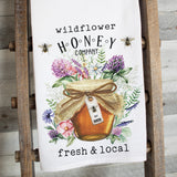 Fresh Wildflower Honey Kitchen Towel - premium flour sack tea towel beekeeper gift