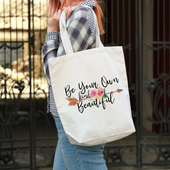 Your Own Beautiful Arrow/Roses canvas tote bag -  premium canvas carryall bag perfect for books, shopping or a reusable grocery bag