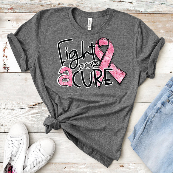 Fight for a Cure (Pink Ribbon) - cancer awareness tee