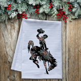 Pine and Pip Berries Wyoming Bucking Horse Dish Towel -  premium flour sack tea towel