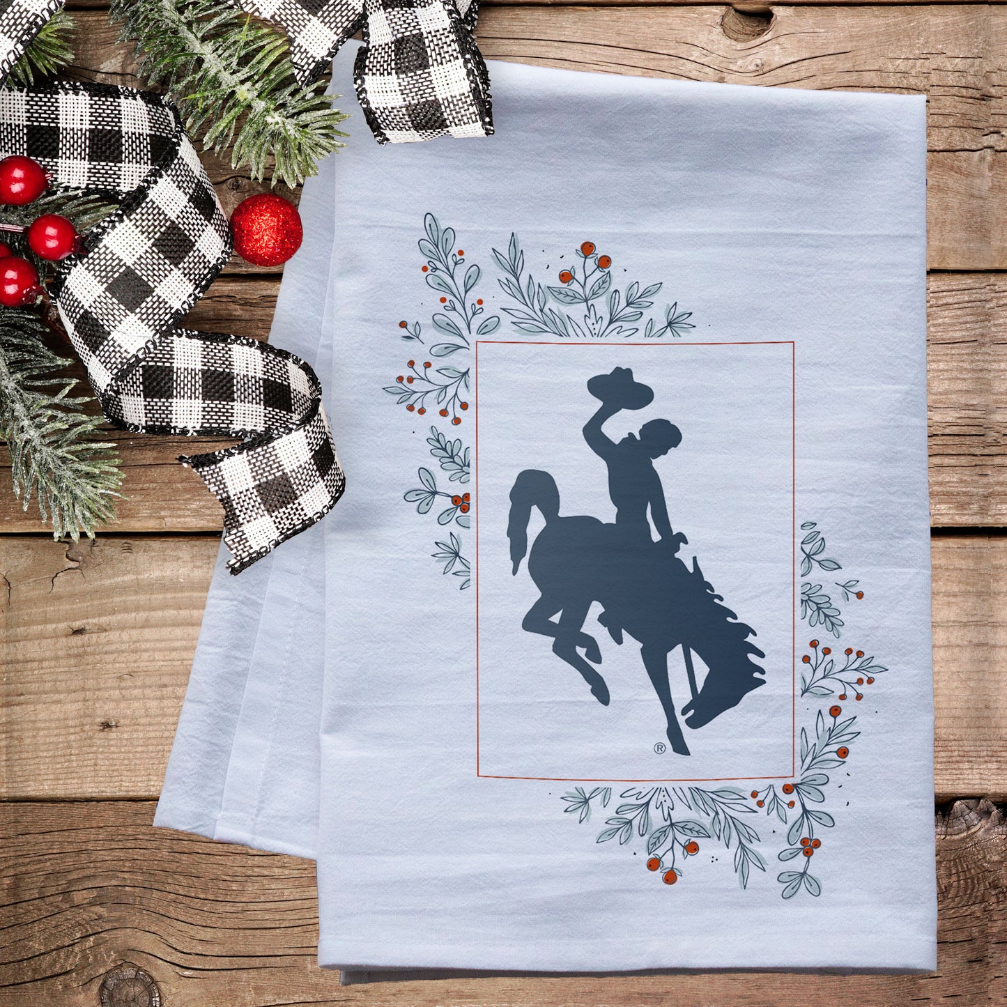 Wyoming Bucking Horse Tea Towel