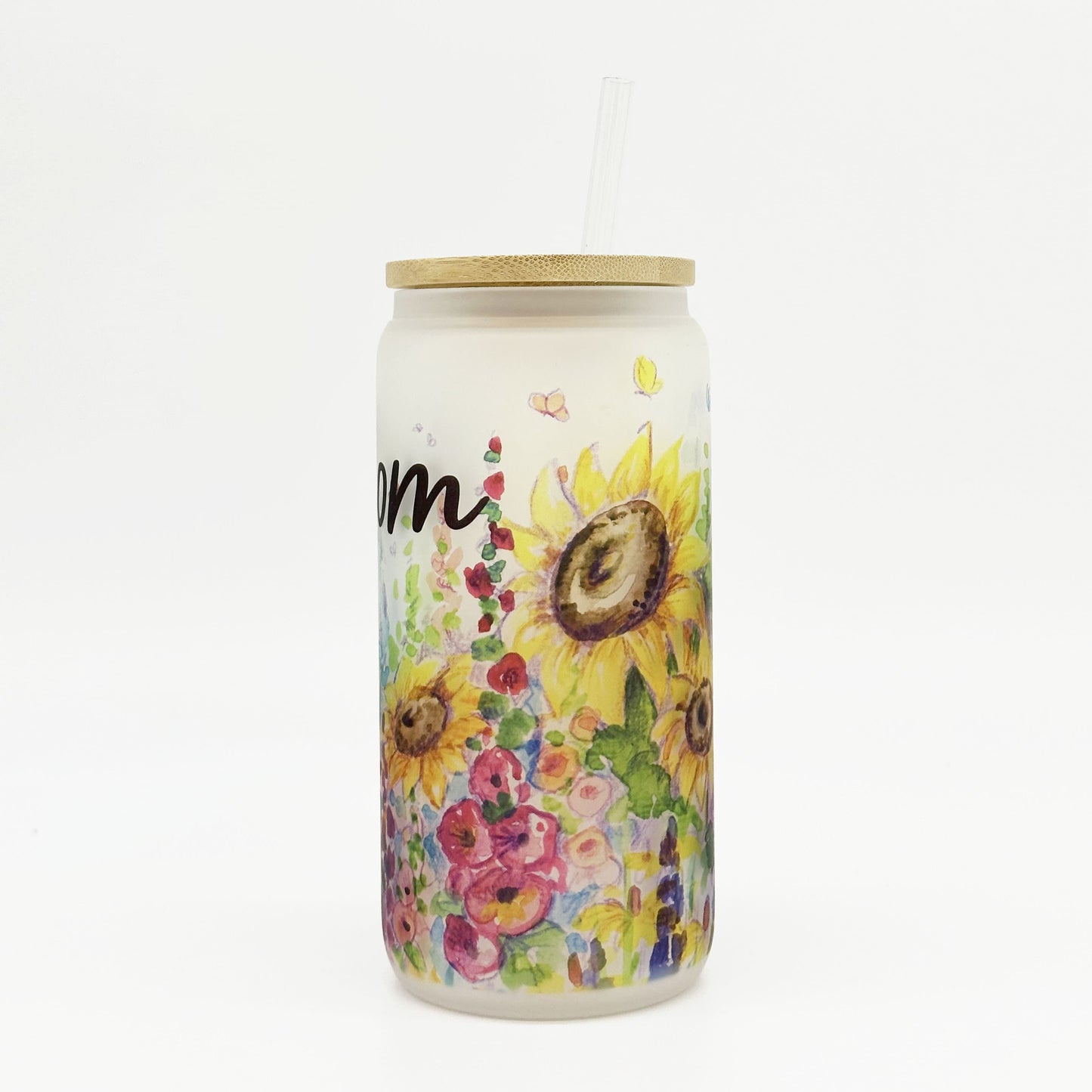 Personalized Watercolor Wildflowers Glass Cup