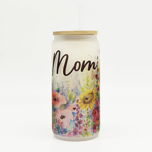 Personalized Watercolor Wildflowers Glass Cup