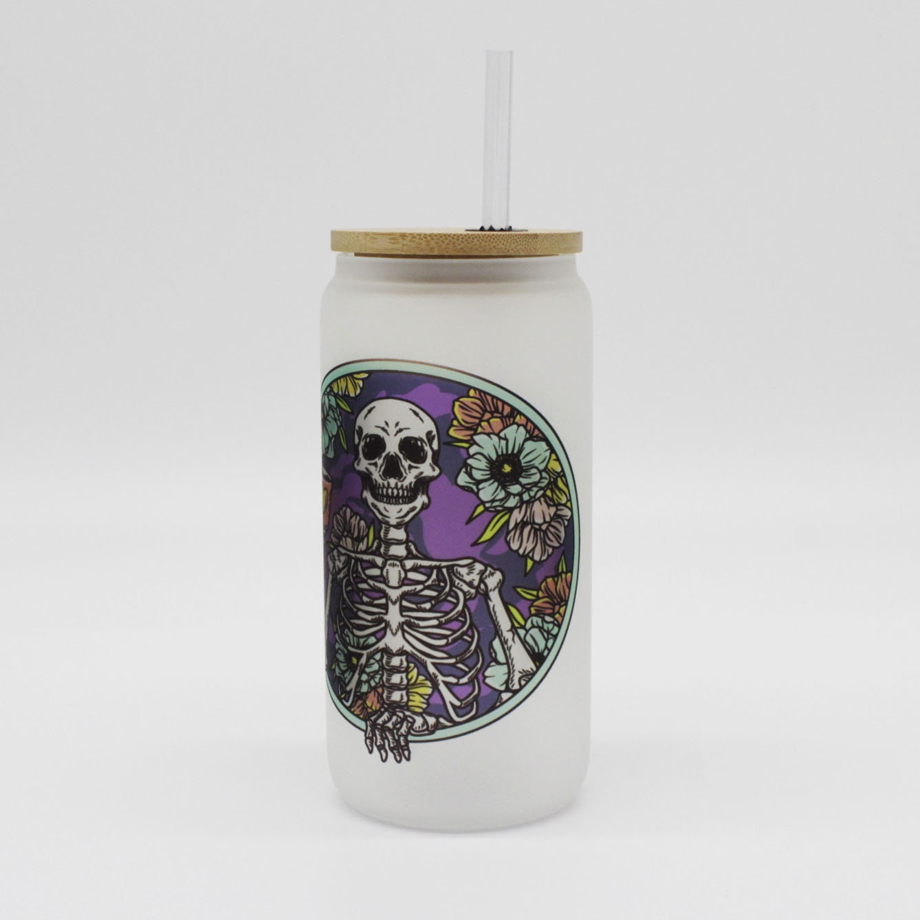 Dead Without Coffee Frosted Glass Cup