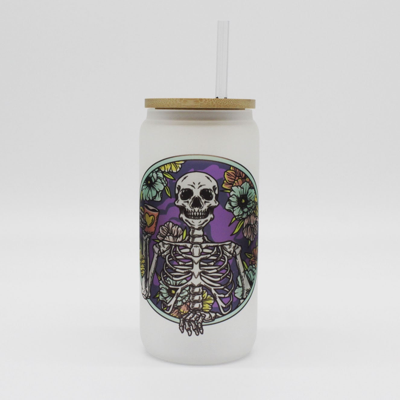 Dead Without Coffee Frosted Glass Cup