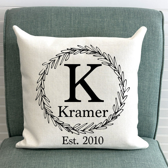 Personalized Monogrammed Throw Pillow - Housewarming gift,  Anniversary Gift, or Wedding Gift