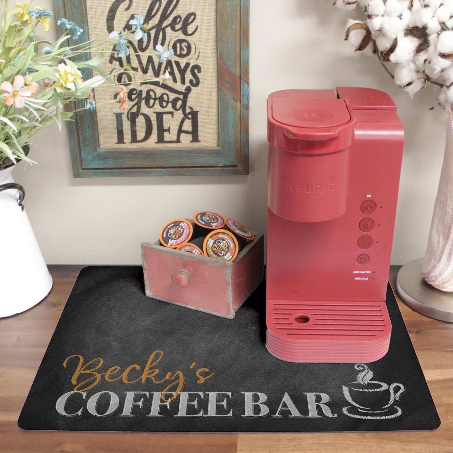 Personalized Chalkboard Coffee Maker Mat