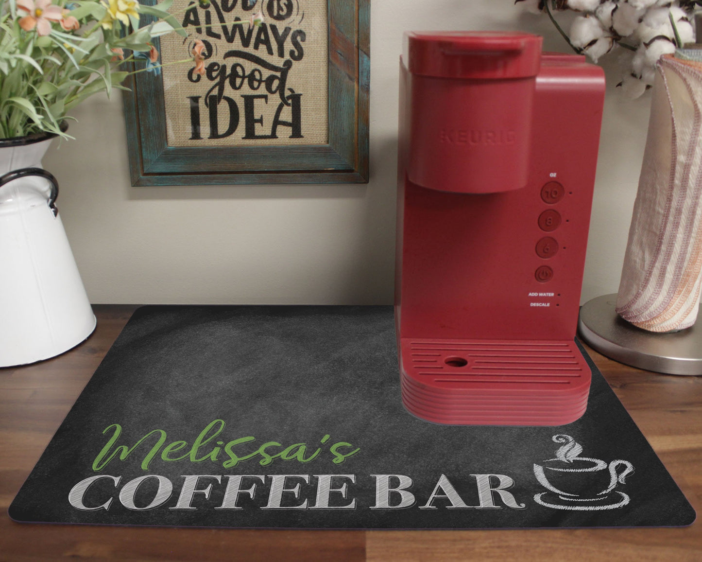 Personalized Chalkboard Coffee Maker Mat