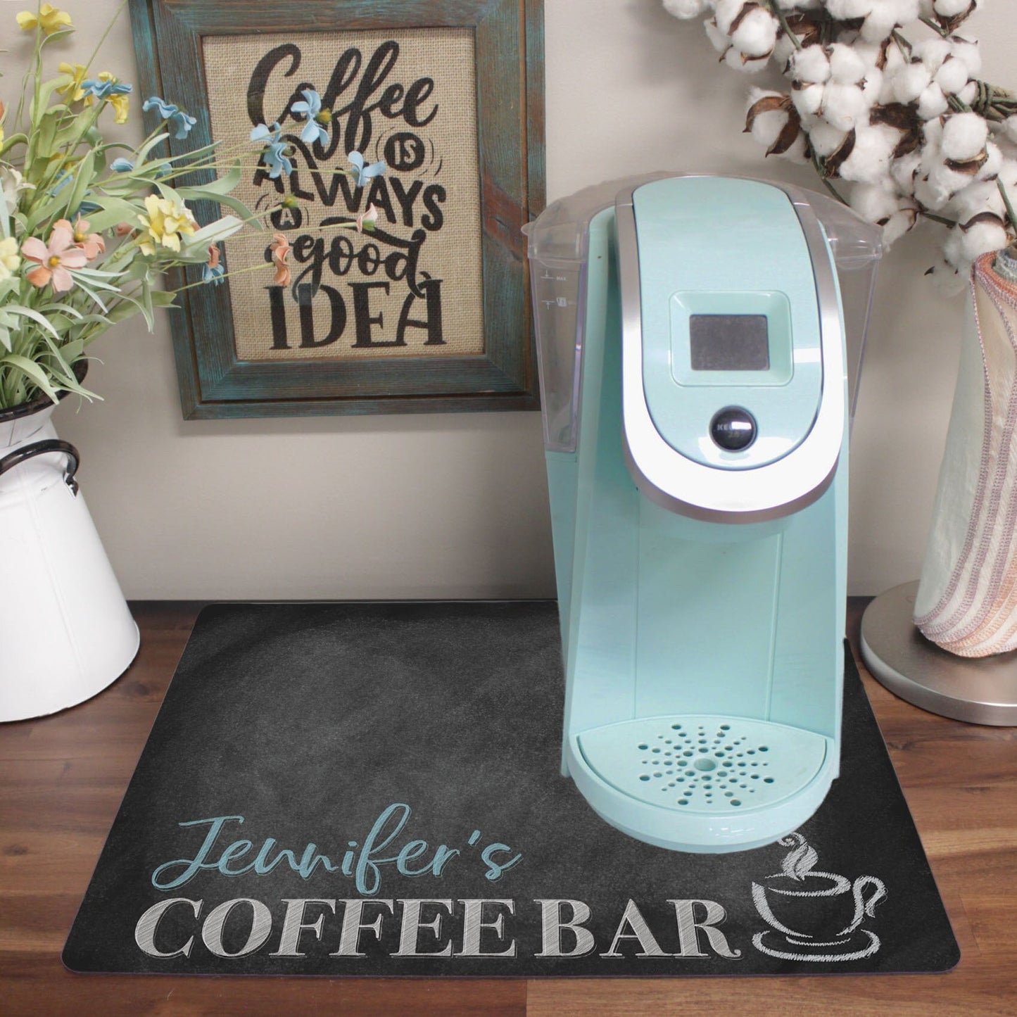 Personalized Chalkboard Coffee Maker Mat