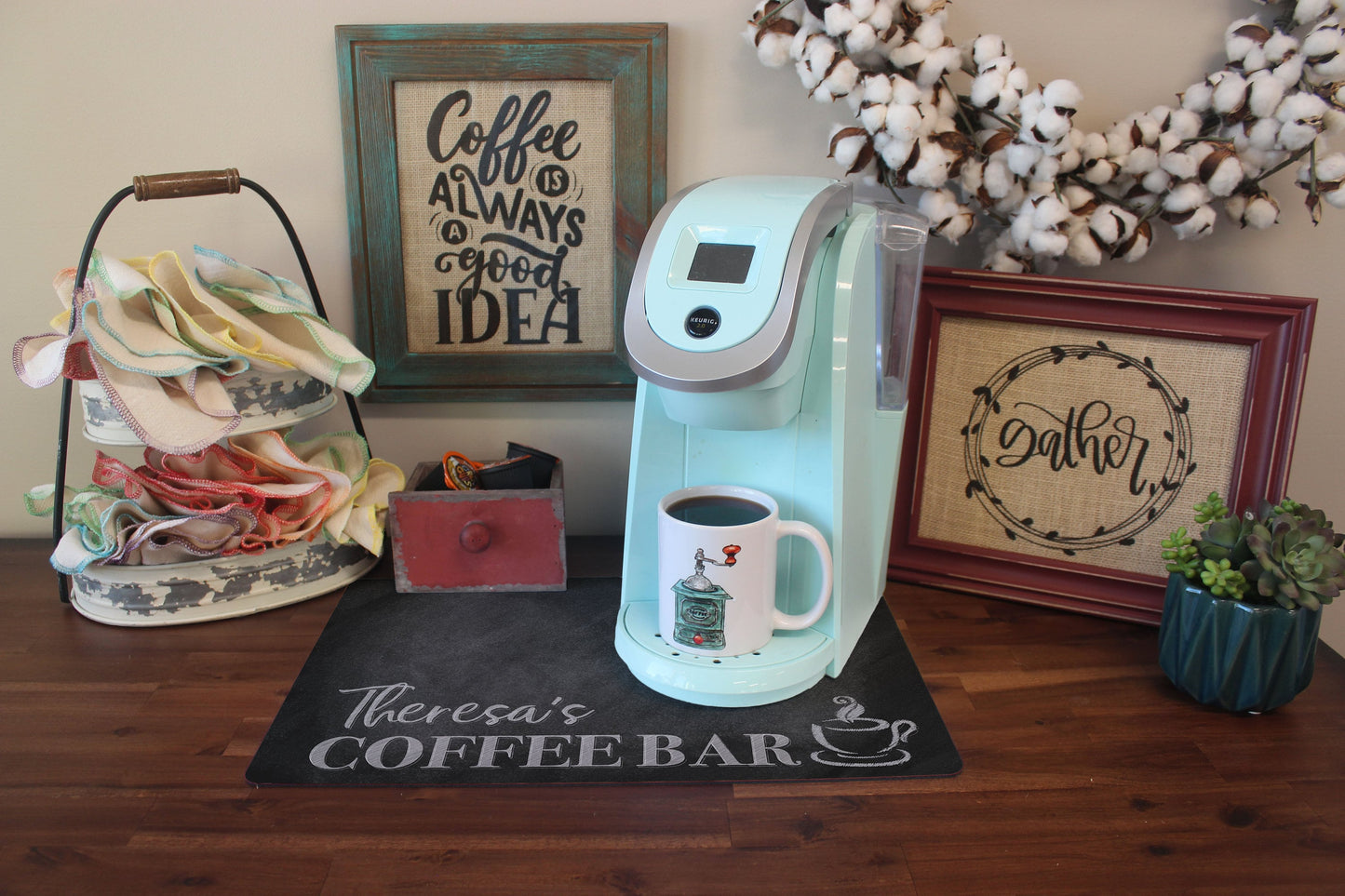 Personalized Chalkboard Coffee Maker Mat