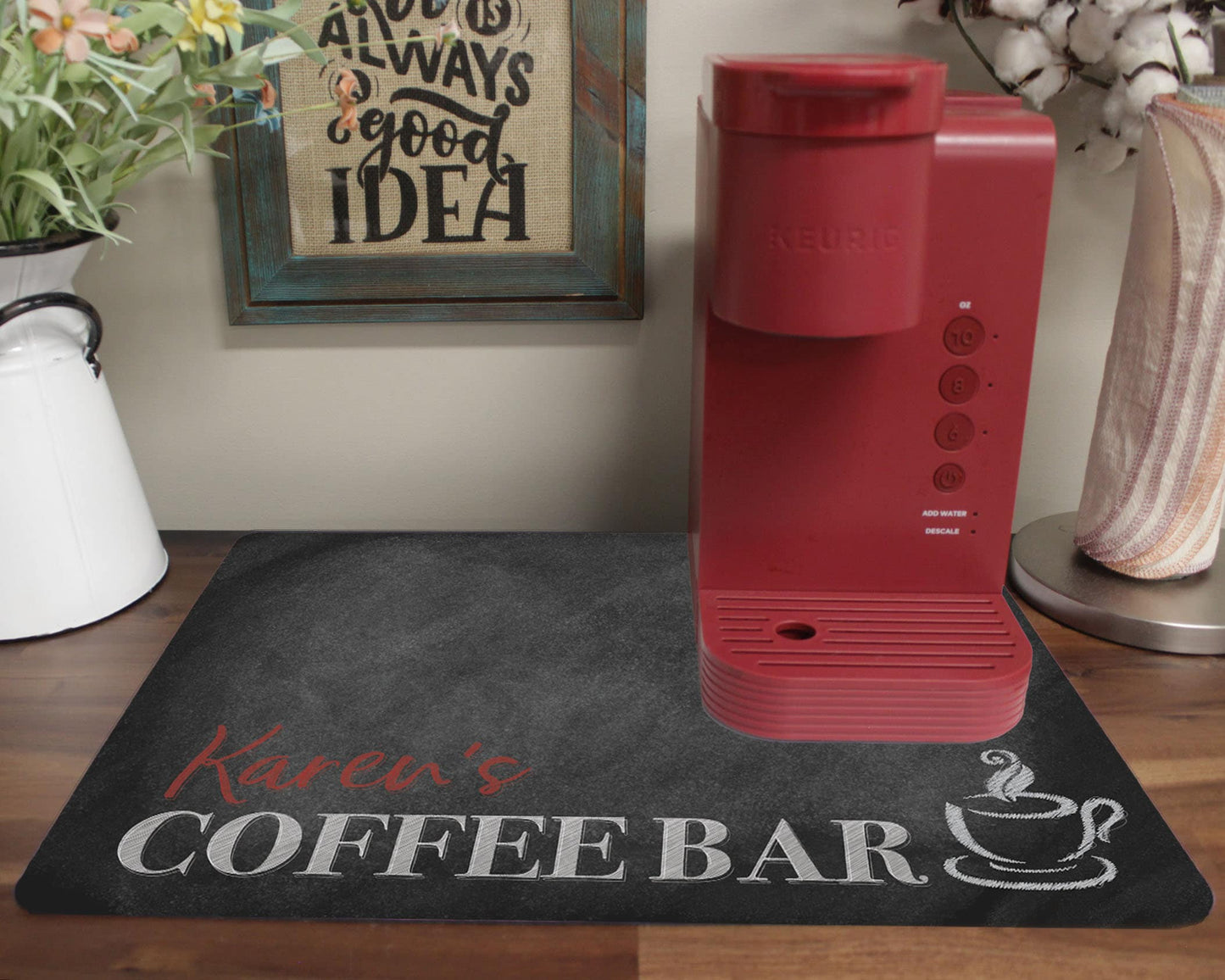 Personalized Chalkboard Coffee Maker Mat