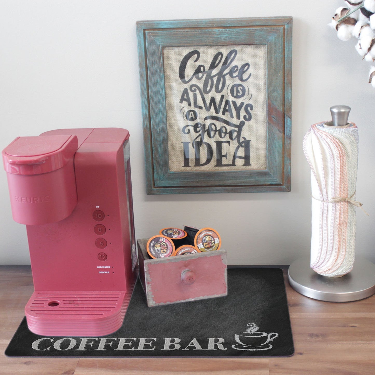 Personalized Chalkboard Coffee Maker Mat